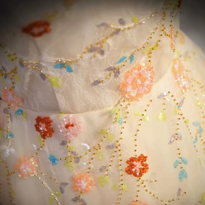 Shiny A Line Sequins Long Sleeves Champagne Lace Beaded Long Prom Dresses,Floral Long Formal Evening Dresses GG031