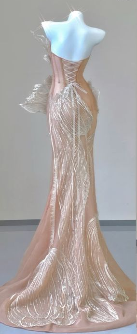 New Exquisite Mermaid Sweetheart Light Champagne Split High Low Sweep Prom Dresses,Evening Dresses GG106