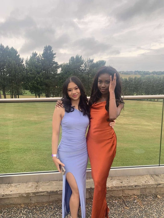 Simple Mermaid One Shoulder Lavender Satin Slit Long Prom Dress,Evening Dress GG1242