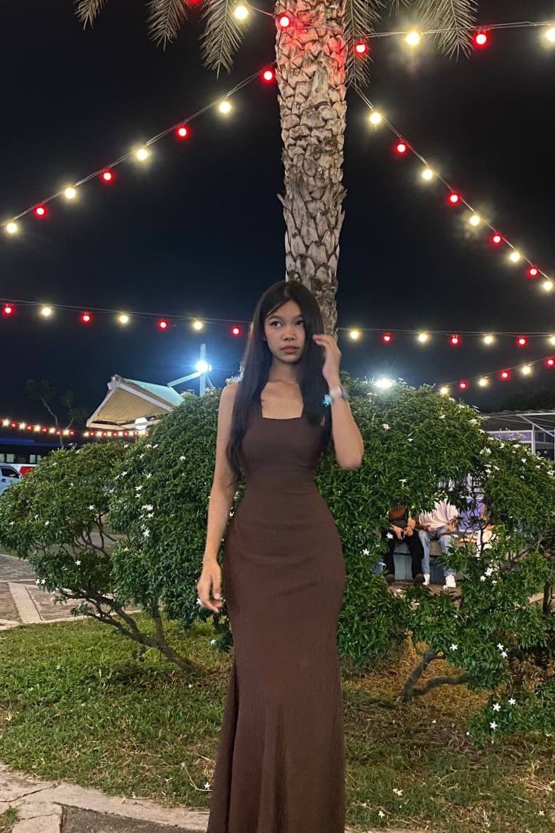 Elegant Mermaid Square Brown Satin Long Prom Dress,Party Dress,Evening Dress GG1246