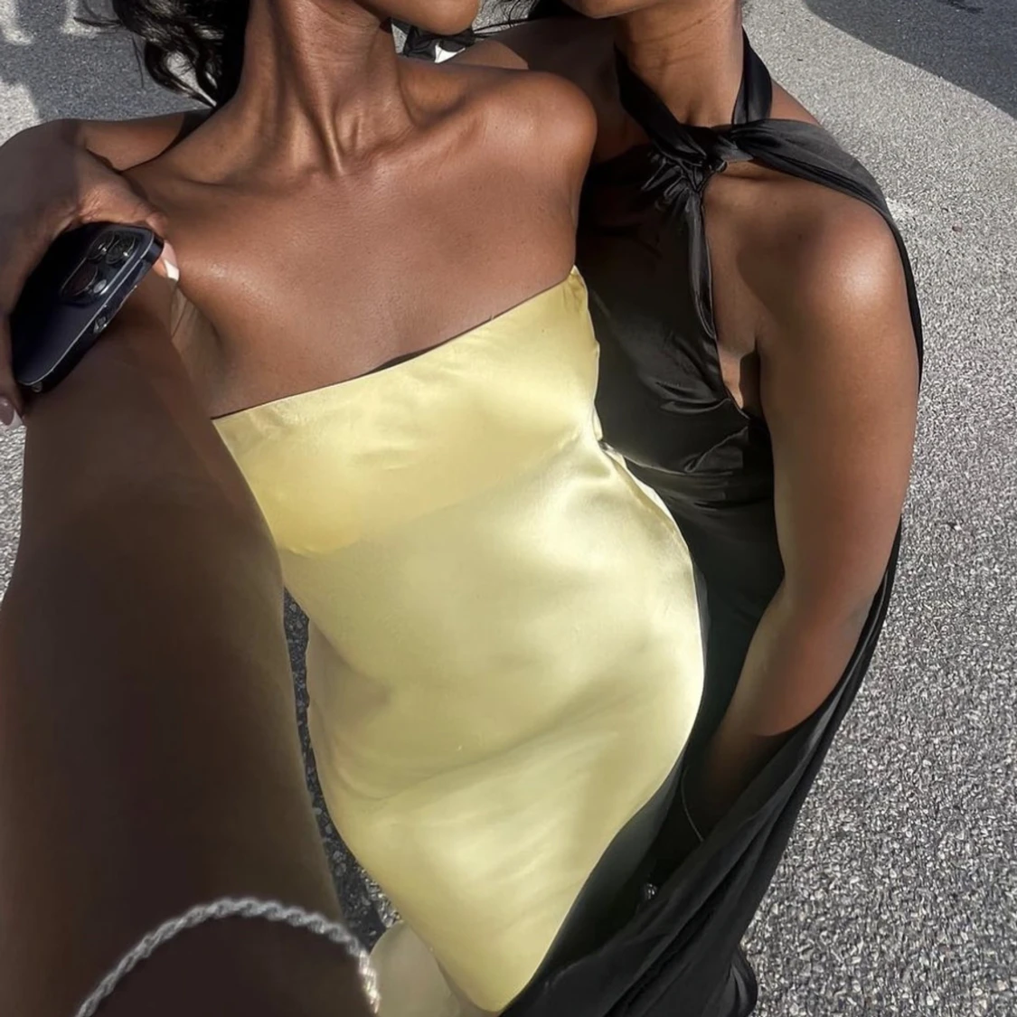 Simple Mermaid Strapless Pastel Yellow Satin Long Prom Dress,Evening Dress GG1292