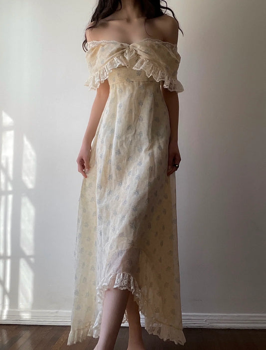 Princessful A Line Off The Shoulder Chiffon Printing Lace Long Prom Dress,Evening Dress GG1364