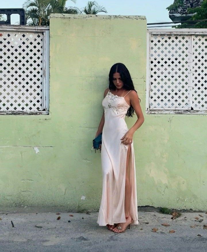 Elegant Mermaid Spaghetti Straps Champagne Pink Satin Slit Long Prom Dress,Evening Dress GG1366