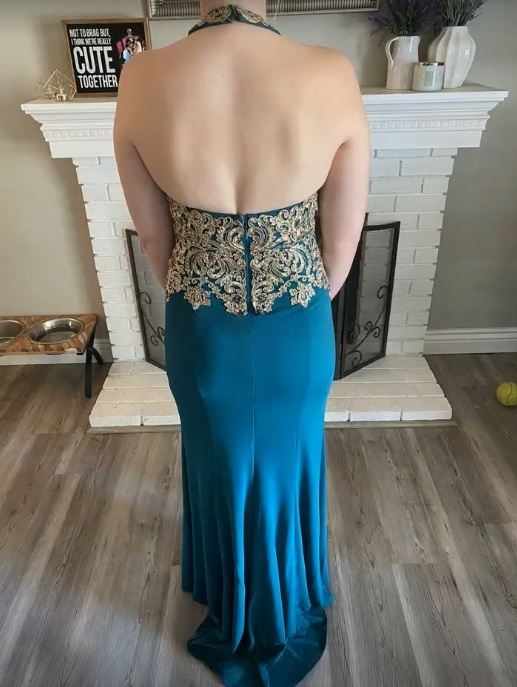 Sexy Mermaid Halter Embroidery Applique Satin Backless Long Prom Dress,Evening Dress GG1512