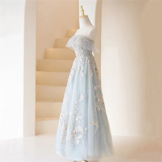 Exquisite A Line Strapless Long Prom Dress, Formal Evening Dresses GG153