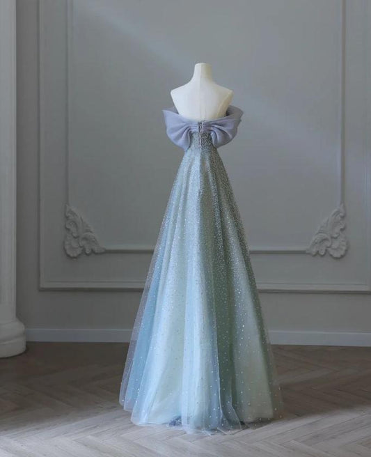 Pretty A Line Off The Shoulder Tulle Beaded Long Prom Dress,Evening Dress GG1629