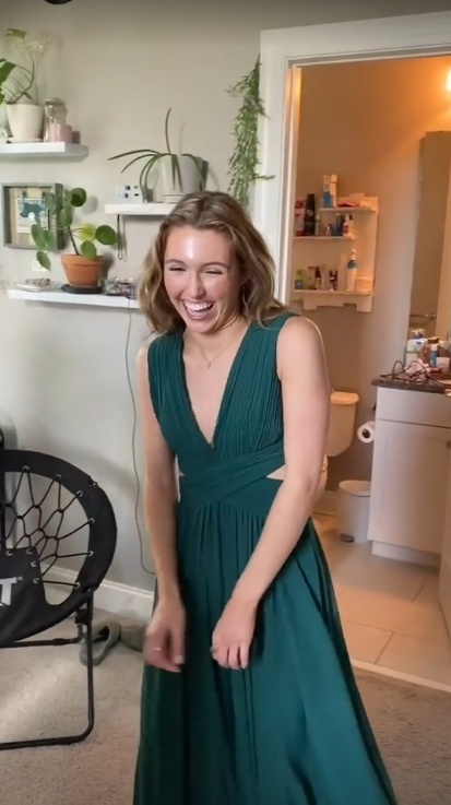 Elegant A Line V Neck Dark Green Chiffon Long Prom Dress,Evening Dress GG1748