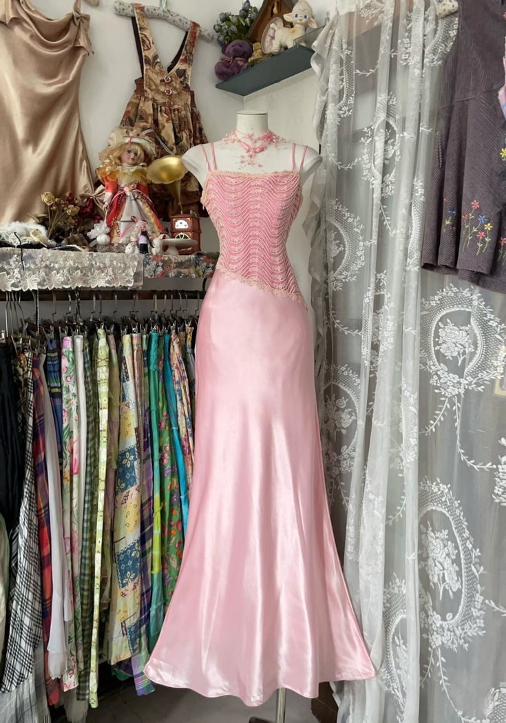 Chic Mermaid Spaghetti Straps Soft Pink Satin Long Prom Dress,Evening Dress GG1806