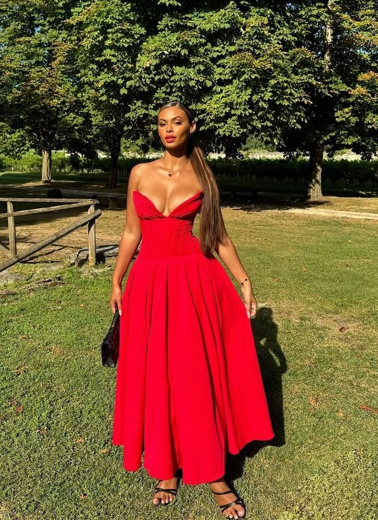 Sexy A Line Strapless Red Satin Long Prom Dress,Evening Dress GG2021