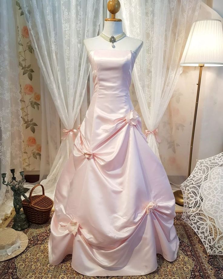Pretty A Line Strapless Pink Satin Long Prom Dress,Wedding Dress,Evening Dress GG2034