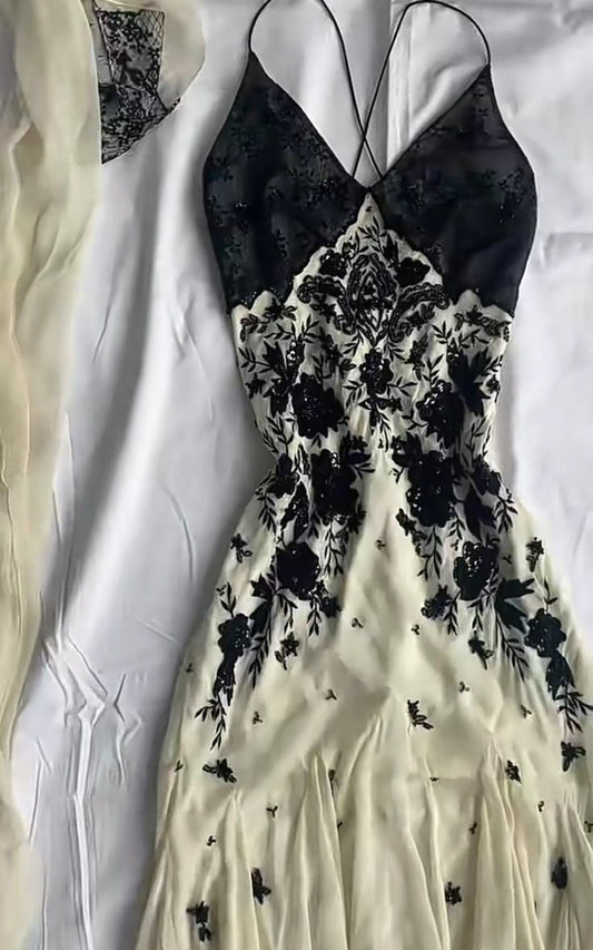 Chic Mermaid Spaghetti Straps Chiffon Lace Applique Long Prom Dress,Evening Dress GG2088