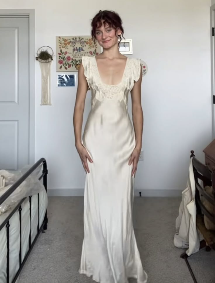 Pretty Mermaid Low Collar Light Ivory Satin Lace Long Prom Dress,Evening Dress GG2122