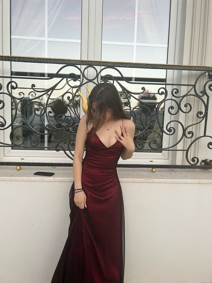 Classy Mermaid Halter Strap Burgundy Satin Tulle Long Prom Dress,Evening Dress GG2157