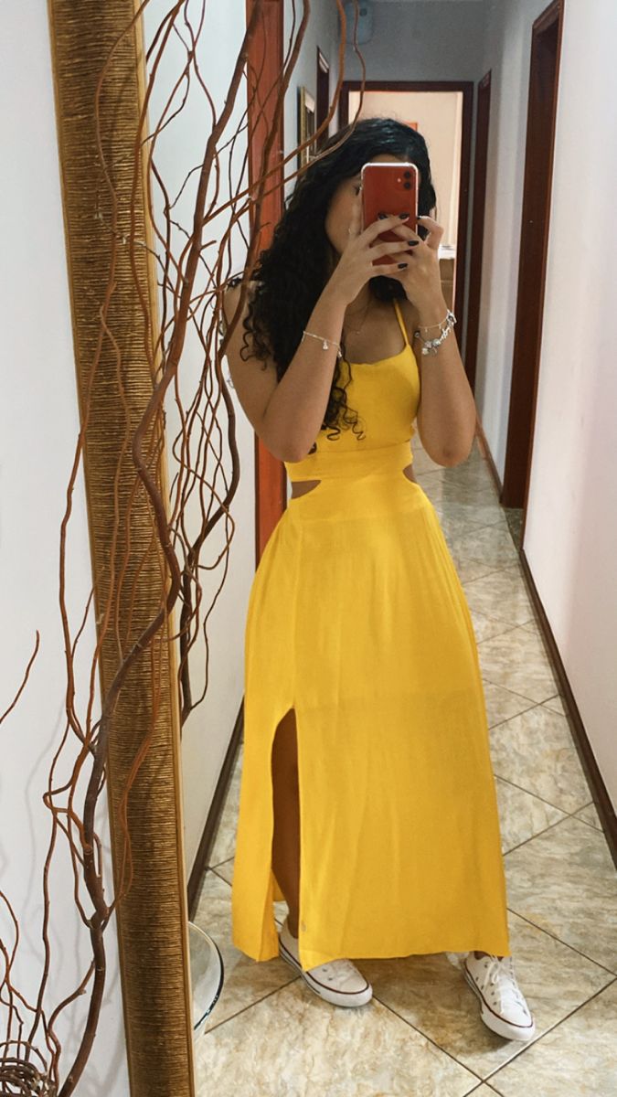 Yellow A Line Halter Satin Slit Long Prom Dress,Party Dress,Evening Dress GG2227