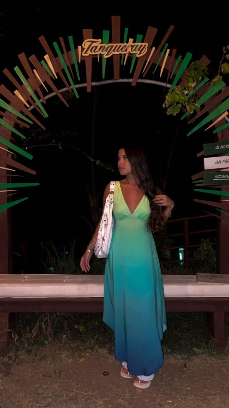 Gradient A Line V Neck Satin Long Prom Dress,Party Dress,Evening Dress GG2267