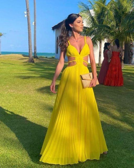 Unique A Line Spaghetti Straps Yellow Satin Long Prom Dress,Party Dress,Evening Dress GG2271