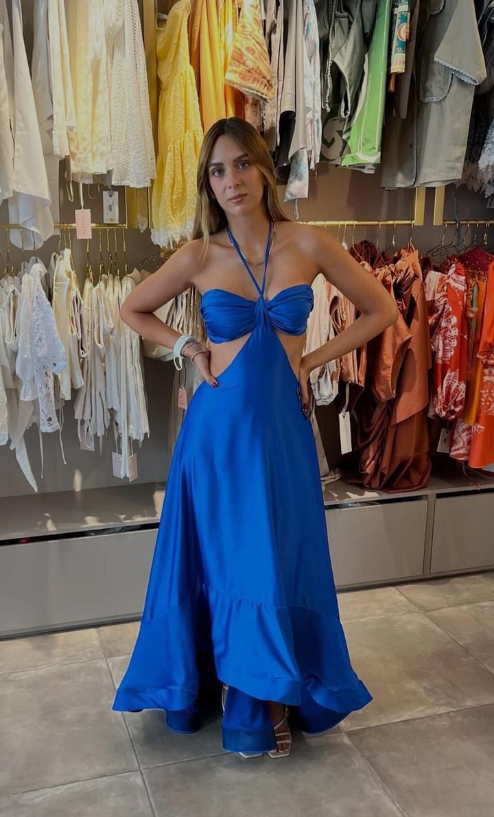 Classy A Line Halter Sweetheart Royal Blue Satin Long Prom Dress,Party Dress,Evening Dress GG2272
