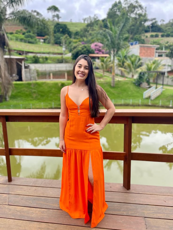Elegant A Line Spaghetti Straps Orange Satin Slit Long Prom Dress,Party Dress,Evening Dress GG2297