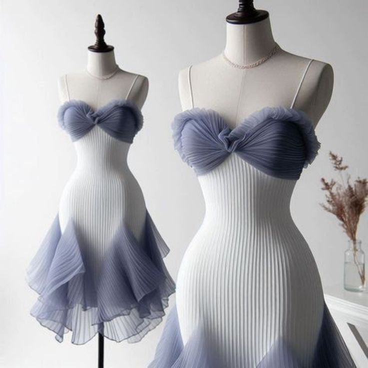 Unique Mermaid Spaghetti Straps Chiffon Pleated Short Prom Dress,Homecoming Dress,Evening Dress GG2341