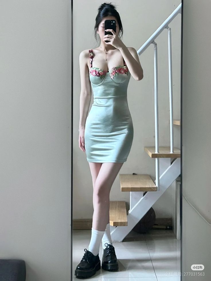 Classy Mermaid Spaghetti Straps Satin Applique Short Prom Dress,Homecoming Dress,Birthday Dress GG2354