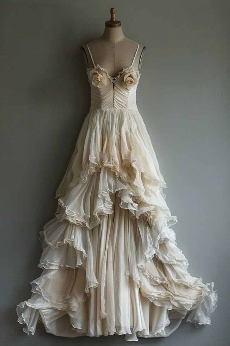 Classy A Line Spaghetti Straps Light Ivory Chiffon Long Prom Dress, Party Dress, Evening Dress GG2440