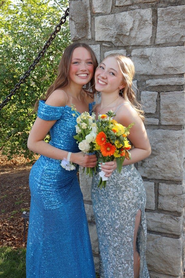 Glitter Mermaid Off The Shoulder Blue Sequin Long Prom Dress, Party Dress, Evening Dress GG2445