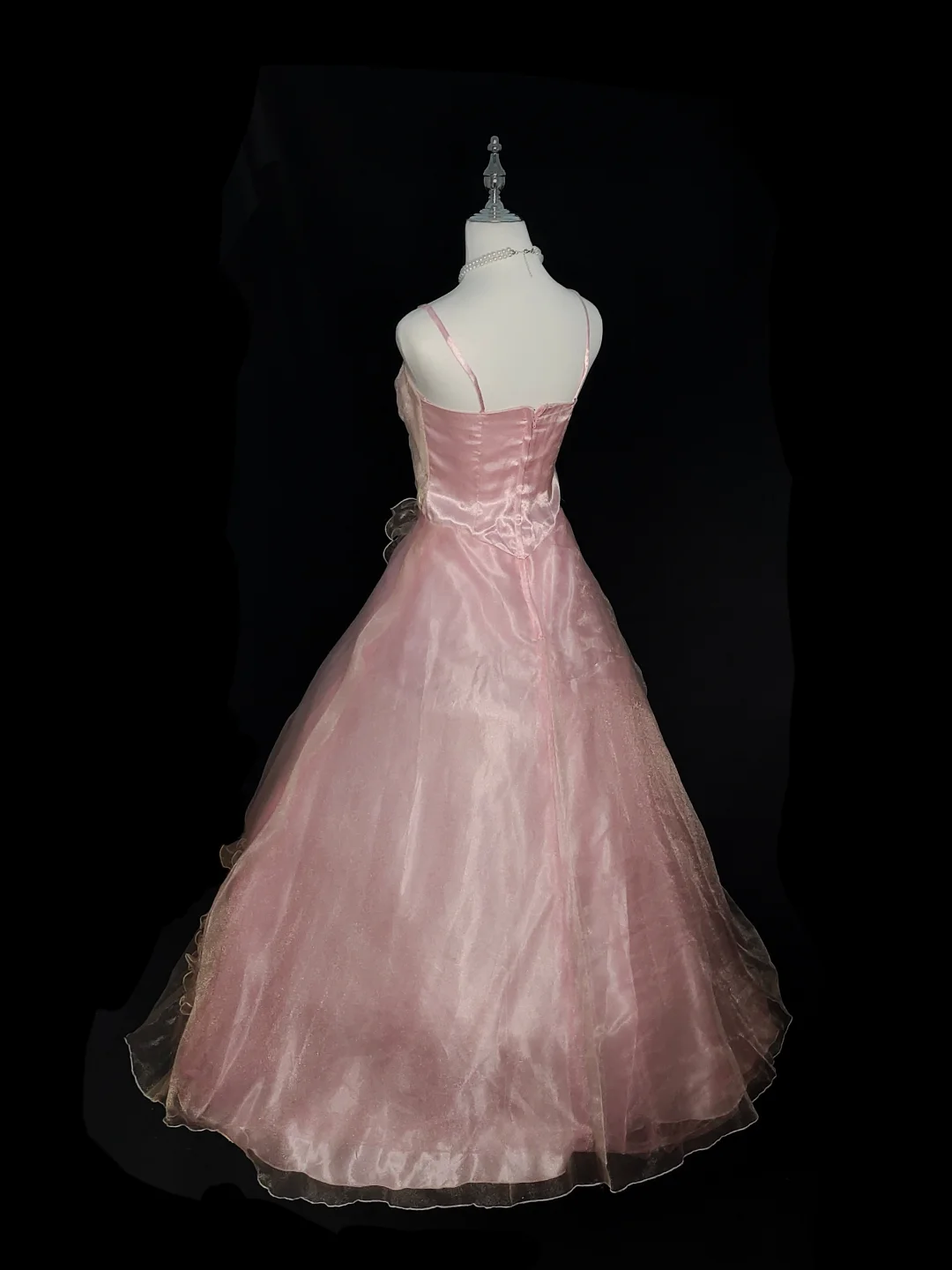 Cute A line Spaghetti Straps Satin Tulle Beaded Long Prom Dress, Party Dress, Evening Dress GG2574