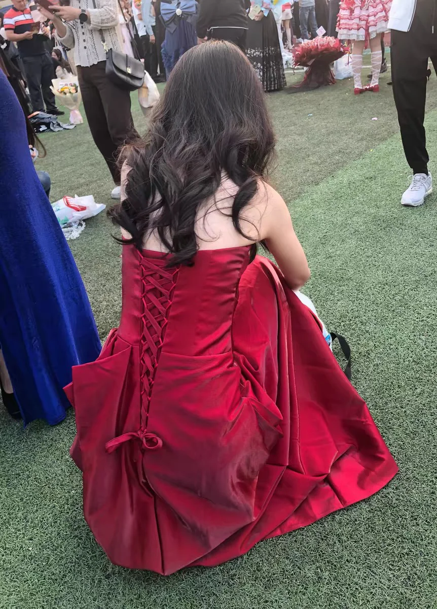 Classy Mermaid Strapless Burgundy Satin Long Prom Dress, Party Dress, Evening Dress GG2591