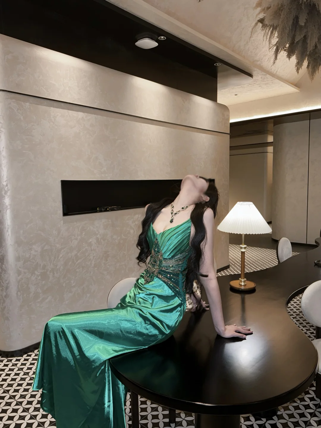 Vintage Mermaid Spaghetti Straps Green Satin Beaded Long Prom Dress, Party Dress, Evening Dress GG2593