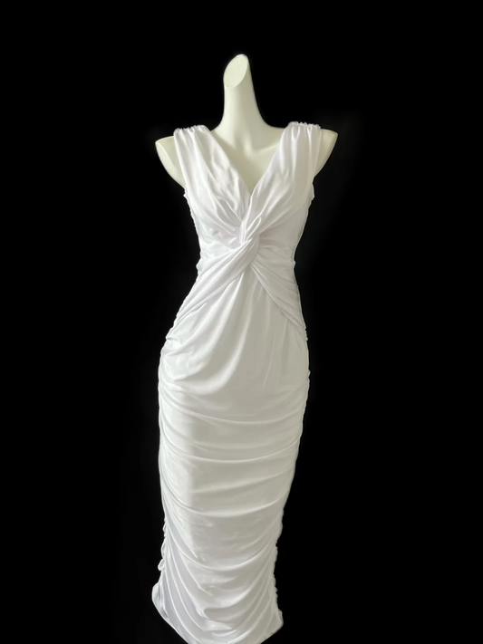 Chic Mermaid V Neck Satin Long Prom Dress, Party Dress, Evening Dress GG2598