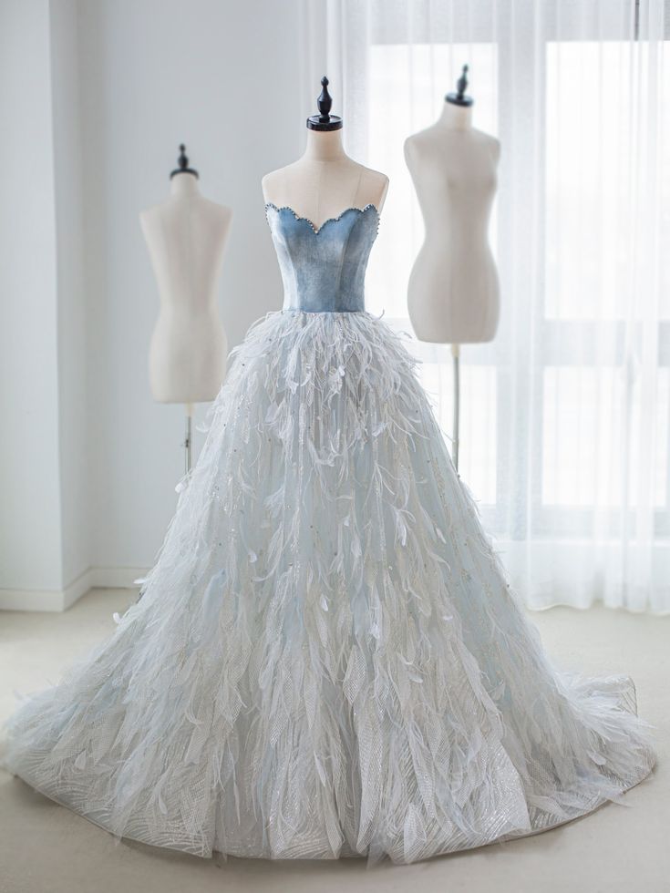 Exquisite A Line Sweetheart Imitation Feather Long Prom Gresses,Evening Dresses GG262