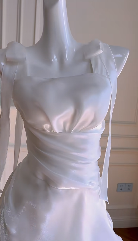 Pretty A Line Square White Silk Satin Short Prom Dress,Homecoming Dress,Birthday Dress GG2623