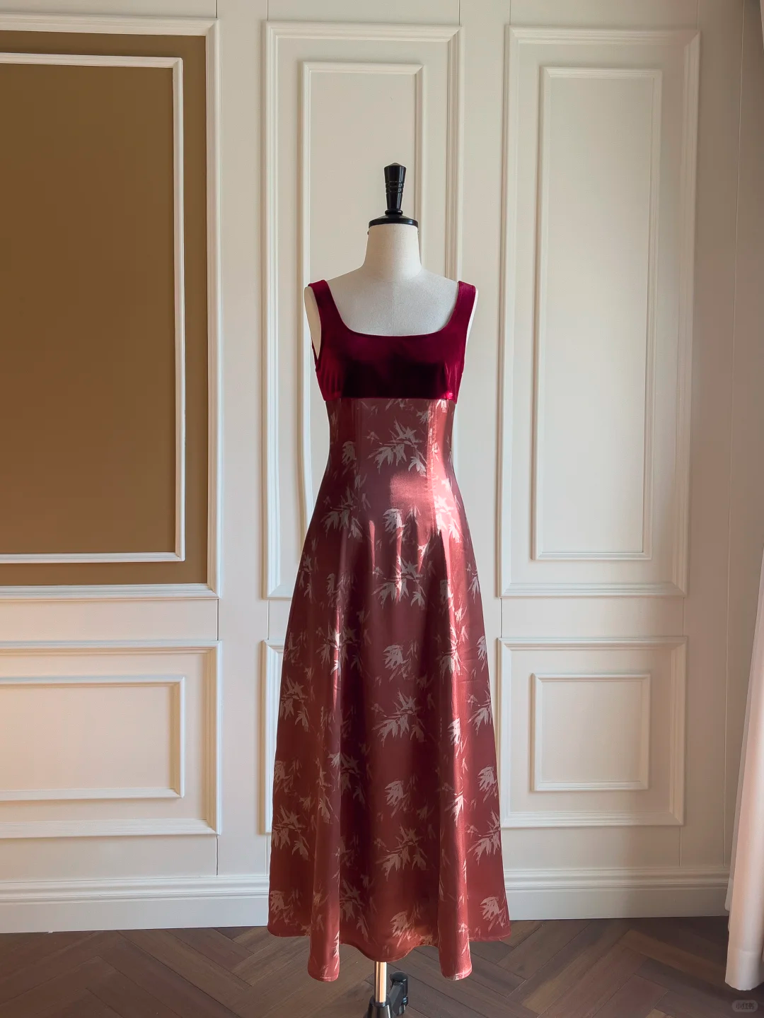 Chic A Line Square Burgundy Satin Printing Long Prom Dress, Party Dress, Evening Dress GG2630