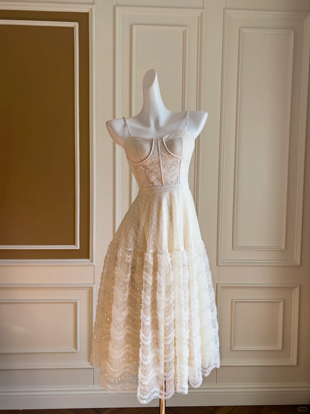 Cute A Line Spaghetti Straps Satin Tulle Tea Length Prom Dress, Party Dress, Evening Dress GG2634