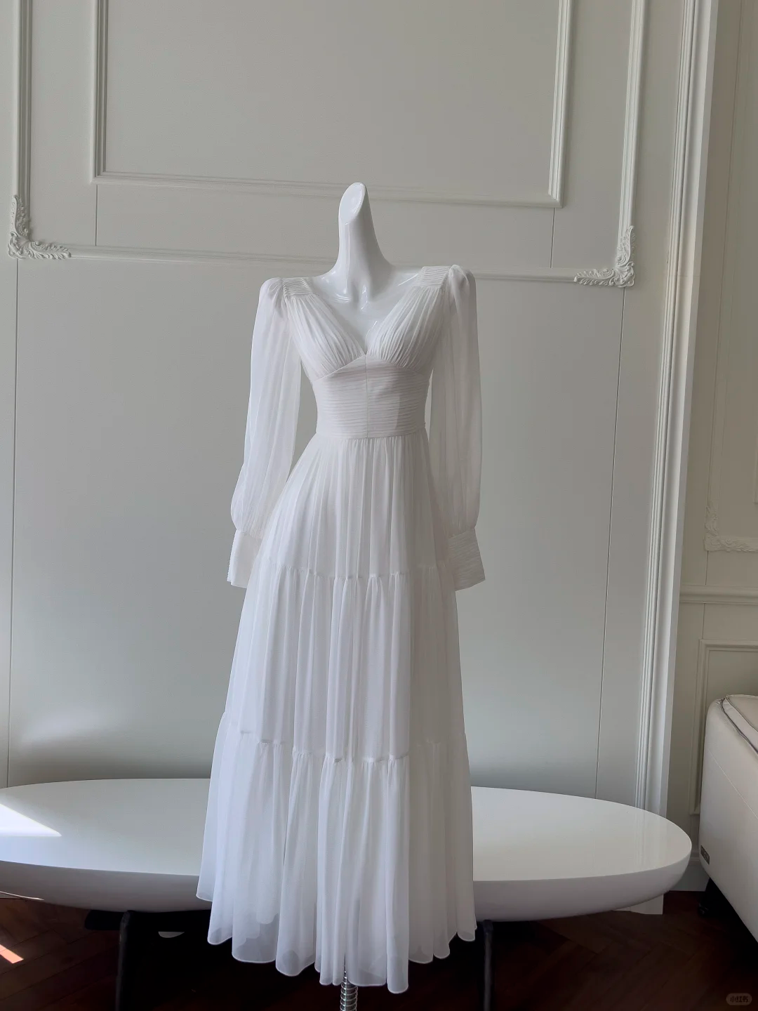 Simple A Line V Neck White Chiffon Long Prom Dress, Party Dress, Evening Dress GG2641