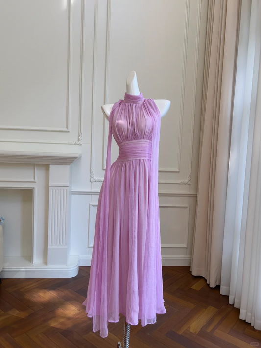 Chic A Line Halter Chiffon Long Prom Dress, Party Dress, Evening Dress GG2643