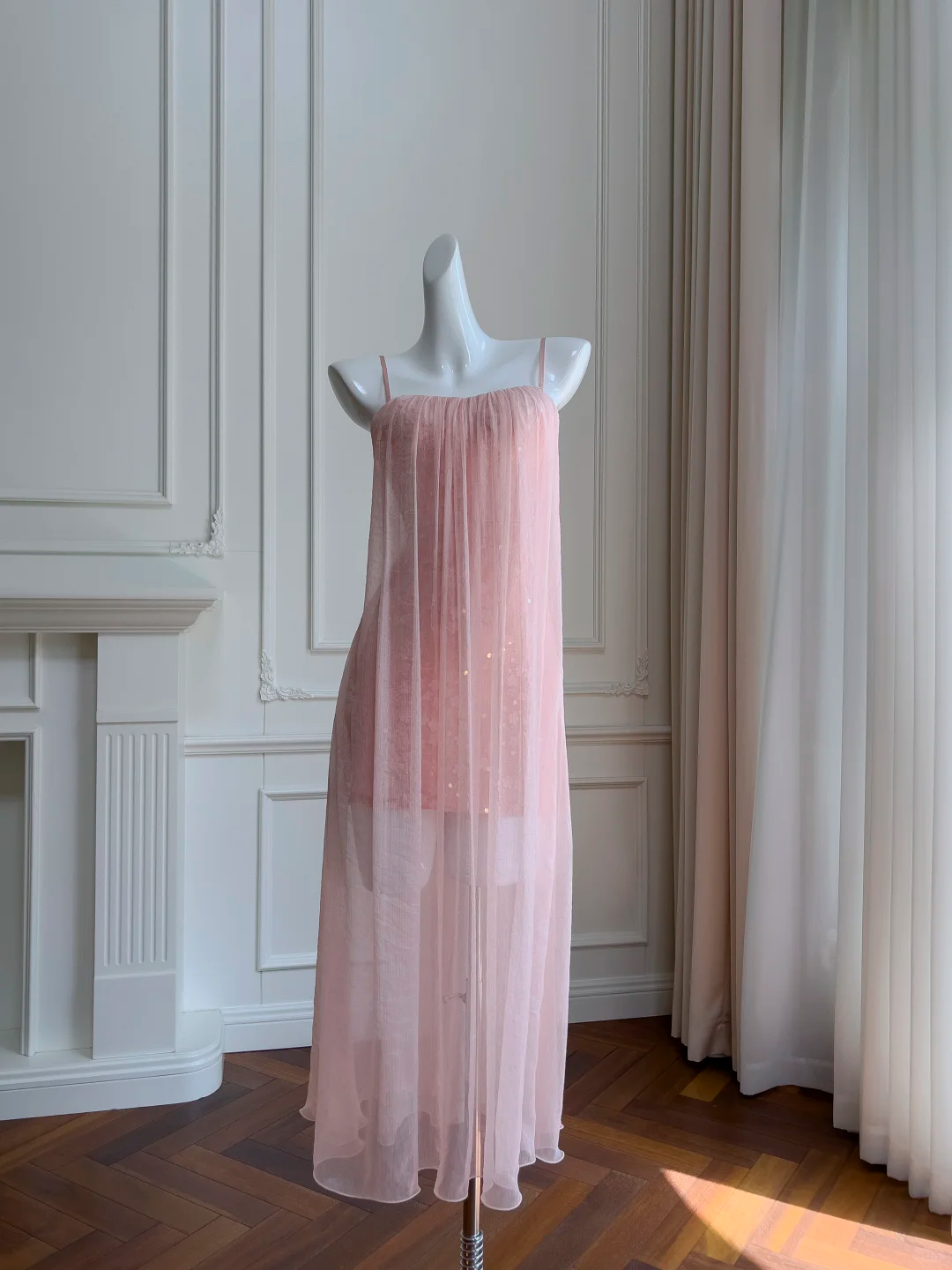 Chic Mermaid Spaghetti Straps Pink Satin Tulle Long Prom Dress, Party Dress, Evening Dress GG2650