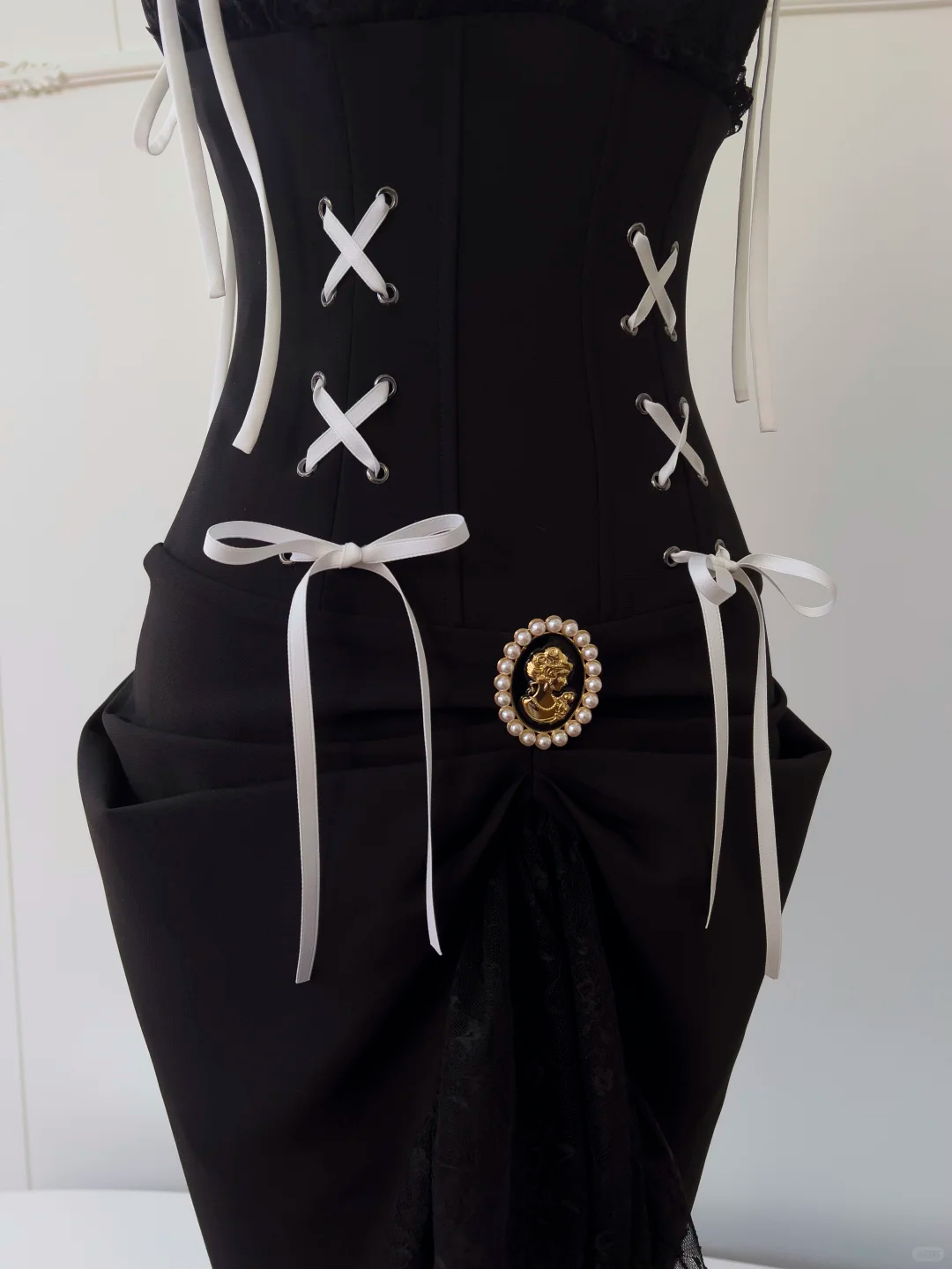 Chic Mermaid Black Satin Lace Long Prom Dress, Party Dress, Evening Dress GG2652