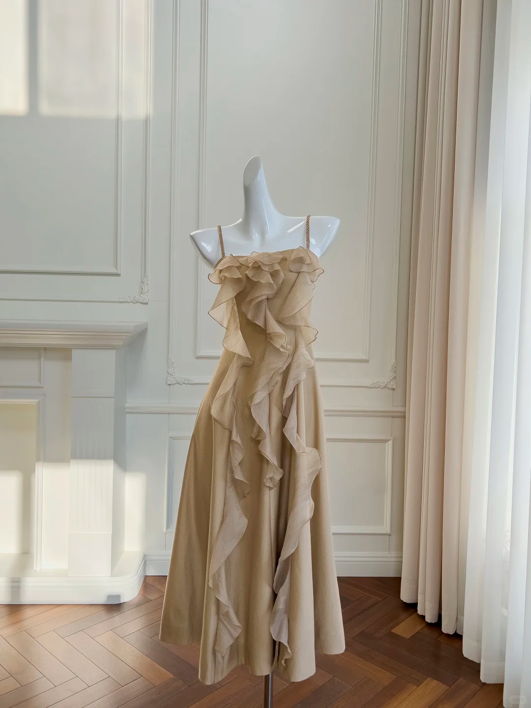 Classy A Line Spaghetti Straps Chiffon Ruffles Long Prom Dress, Party Dress, Evening Dress GG2653