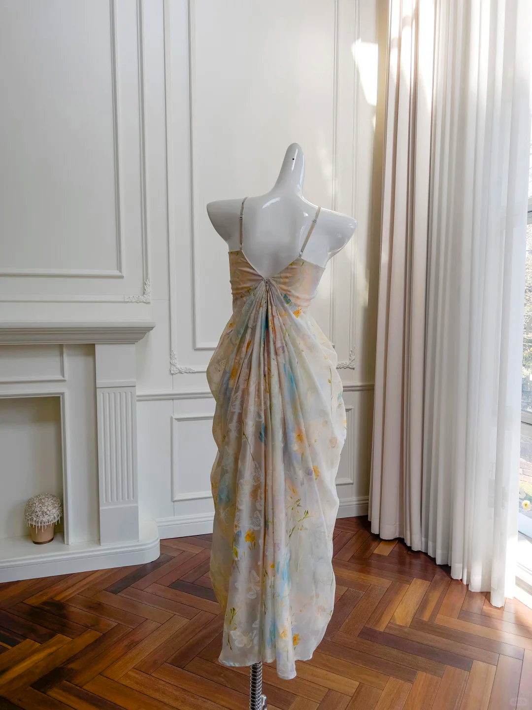 Chic A Line Spaghetti Straps Chiffon Printing Long Prom Dress, Party Dress, Evening Dress GG2682