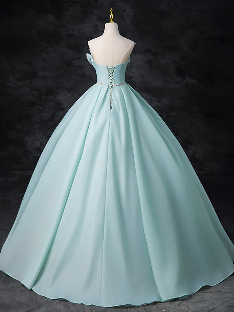 Simple A Line Sweetheart Strapless Tiffany Blue Satin Long Prom Gresses,Evening Dresses GG269