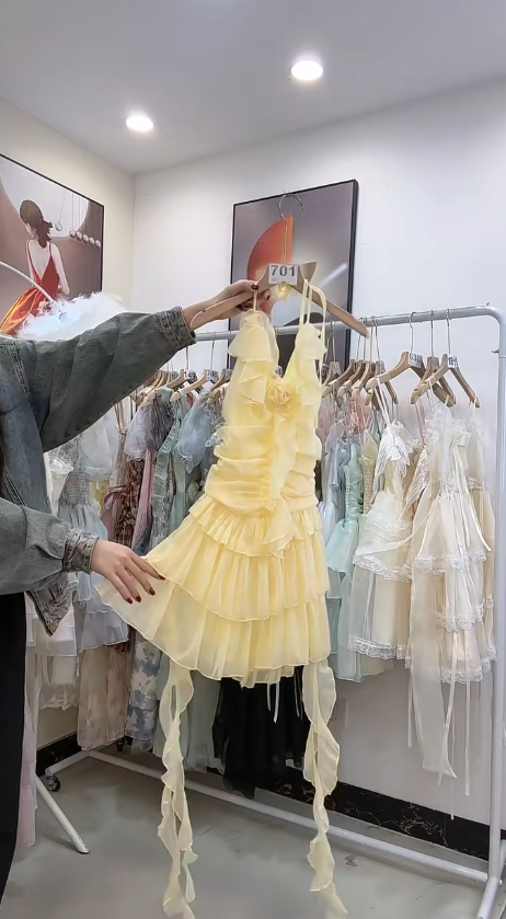 Pretty A Line Spaghetti Straps Pastel Yellow Chiffon Short Prom Dress,Homecoming Dress,Birthday Dress GG2702