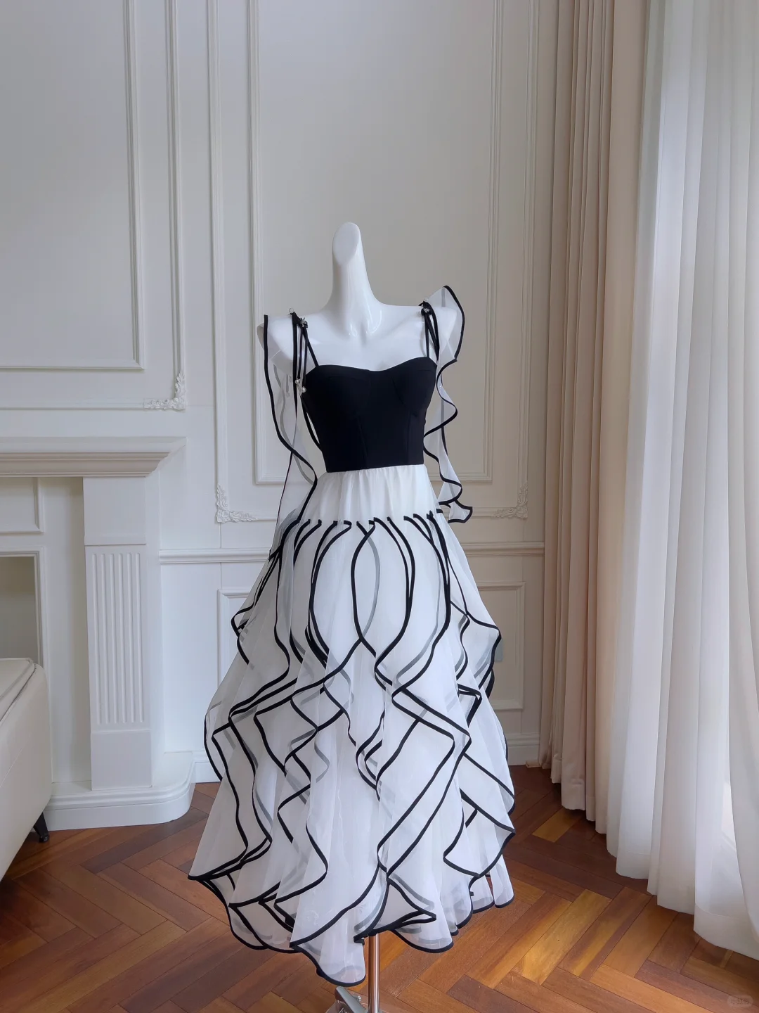 Unique A Line Spaghetti Straps Satin Chiffon Long Prom Dress, Party Dress, Evening Dress GG2713