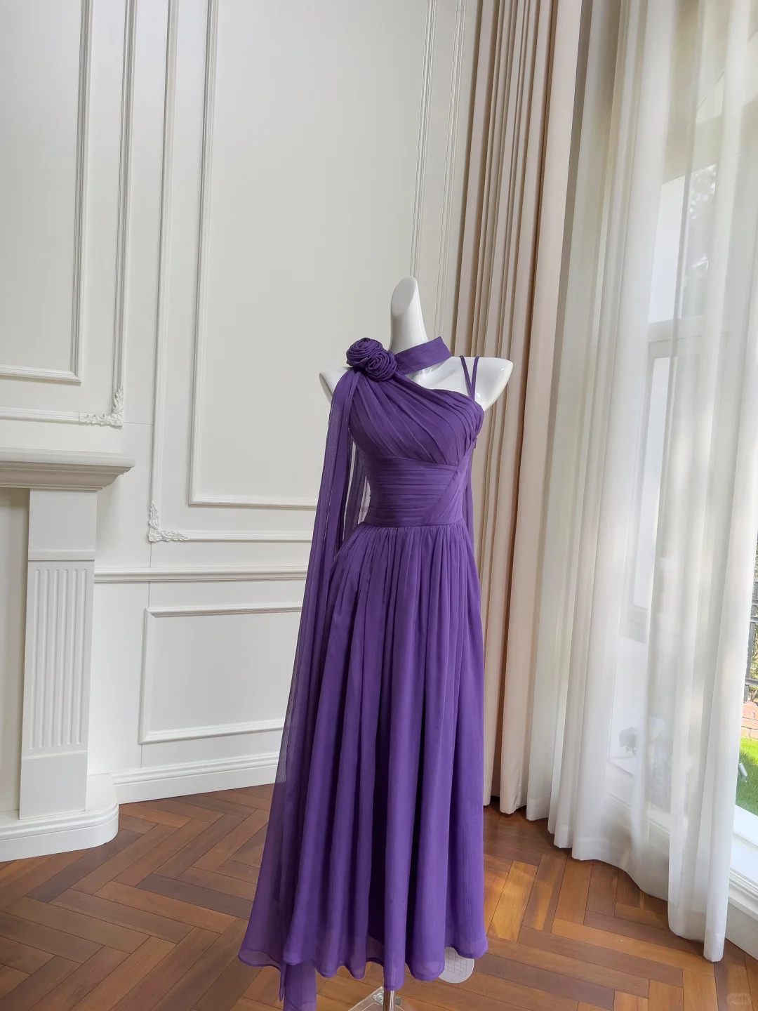 Vintage A Line Purple Chiffon Long Prom Dress, Party Dress, Evening Dress GG2770