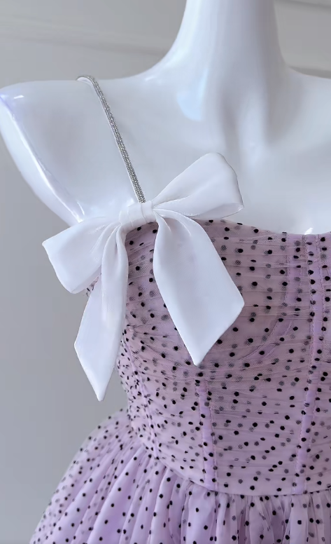 Chic A Line Spaghetti Straps Satin Tulle Polka Dots Long Prom Dress, Party Dress, Evening Dress GG2781