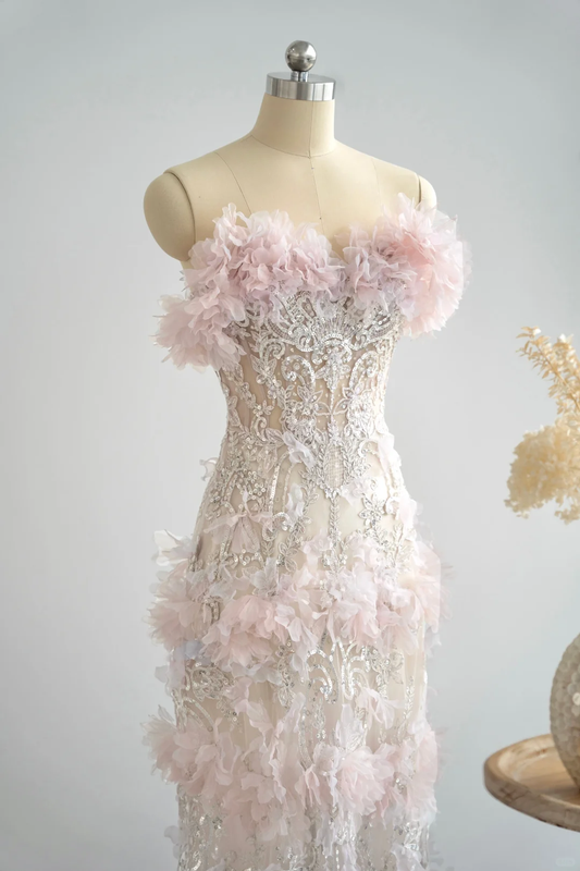 Fairy Mermaid Strapless Tulle Sequin Chiffon Long Prom Dress, Party Dress, Evening Dress GG2804