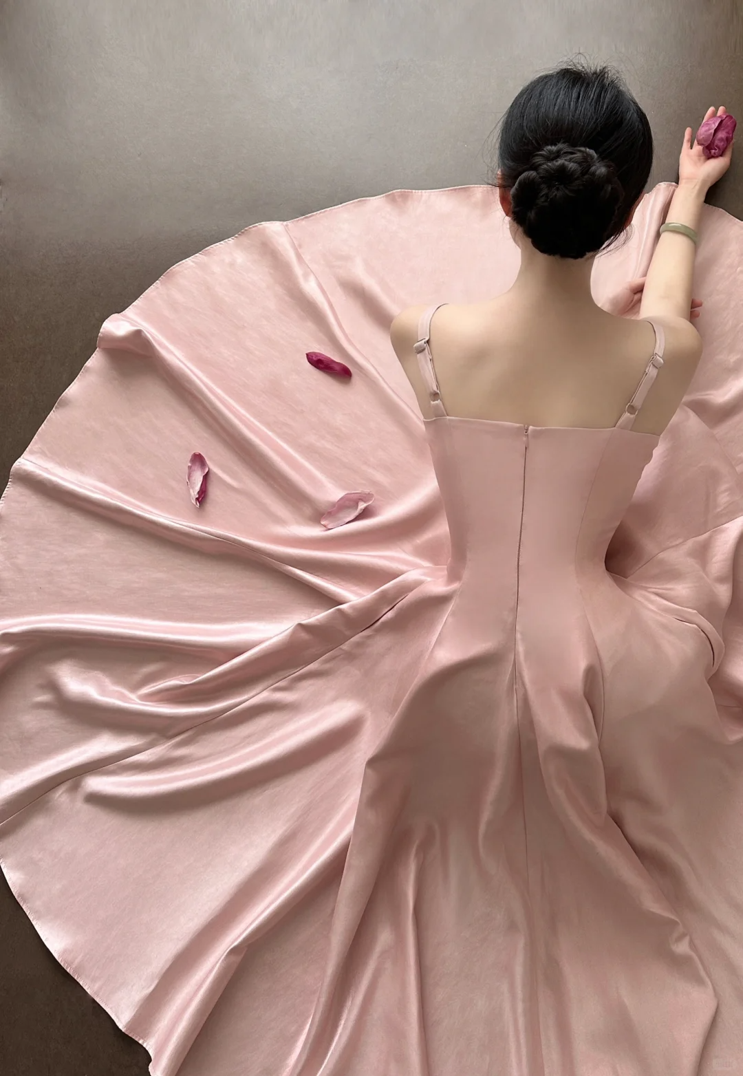 Cute A Line Spaghetti Straps Square Pink Satin Long Prom Dress, Party Dress, Evening Dress GG2835