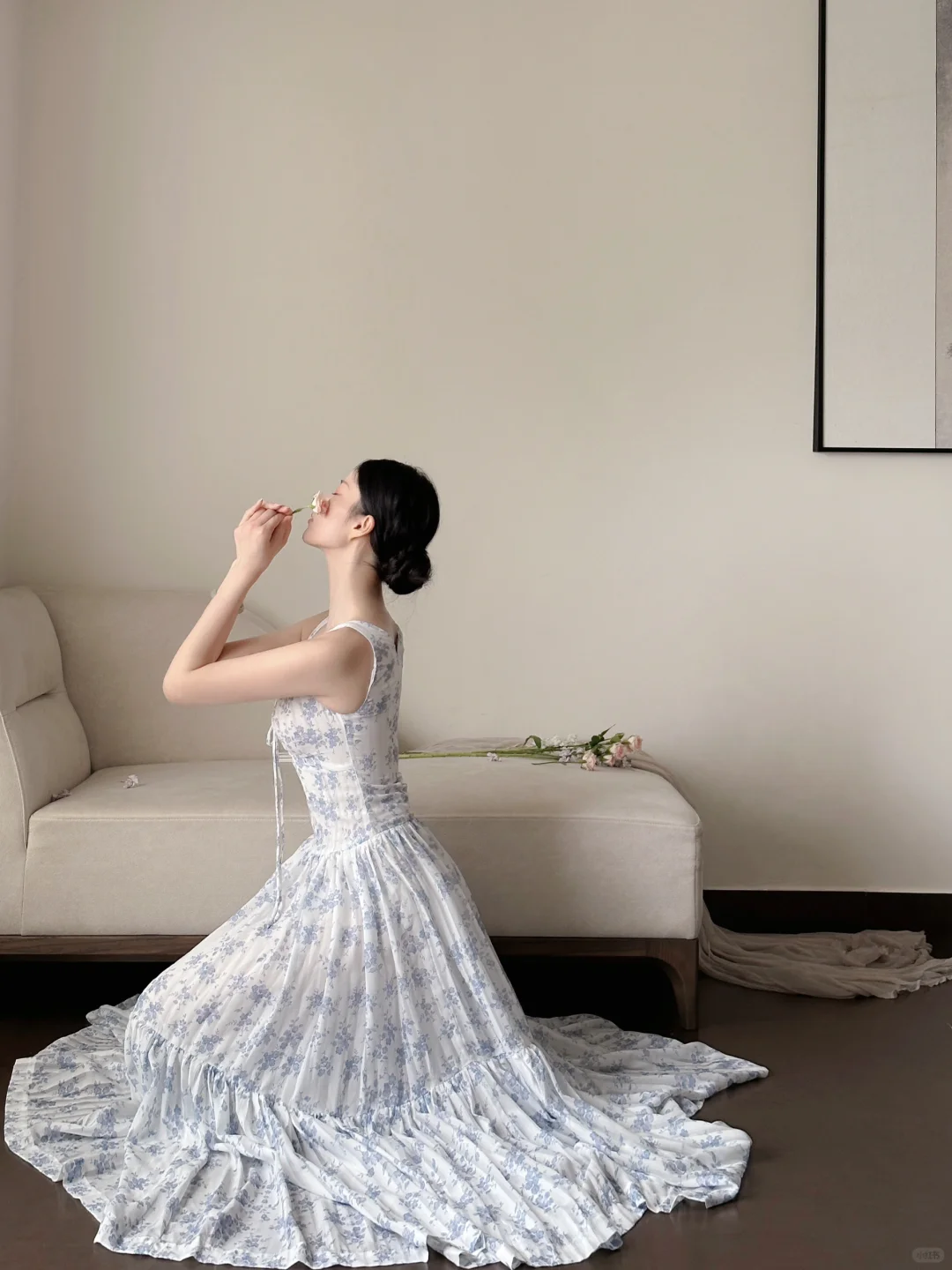 Unique A Line Low Collar Satin Chiffon Printing Long Prom Dress, Party Dress, Evening Dress GG2842