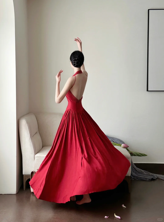 Elegant A Line Halter Burgundy Satin Backless Long Prom Dress, Party Dress, Evening Dress GG2849