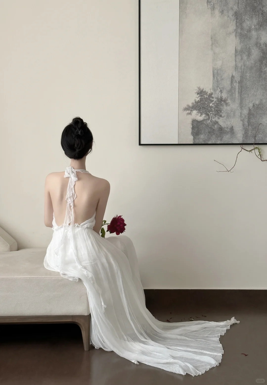 Classy A Line Halter White Chiffon Applique Long Prom Dress, Party Dress, Evening Dress GG2853